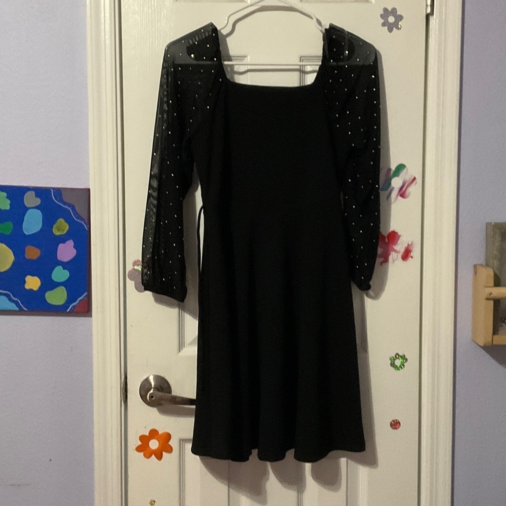 Speechless‎ Black Dress with Sheer Embellished Sleeves for kids